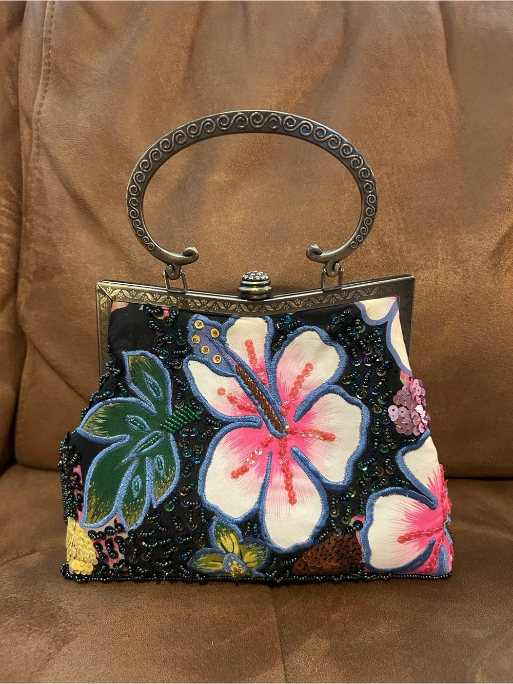 Embellished Floral Handbag